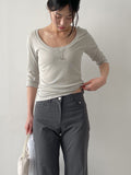 Cotton Nylon Semi-Bootcut Pants