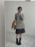 Striped Frill Overfit Sweatshirt