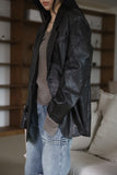 Glossy Cracked Leather Jacket