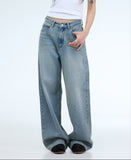 PRTN)Vintage washed wide jeans