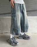 Salt Washed Bermuda Cargo Denim