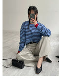 Stripe Raglan Loose Fit Sweatshirt