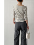 Ribbed Deep U-Neck Crop T-Shirt