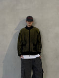 Striped Two-Tone Knit Zip-Up