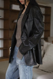 Glossy Cracked Leather Jacket