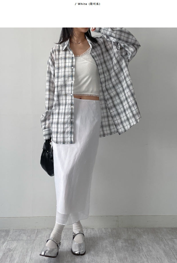【INCHANT ME】Crack Organza Layered Long Skirt INCHANT ME(インチャントミー) - クラックオーガンザレイヤード