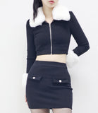 Pudi crop cardigan + skirt set