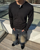 Waffle Henley Neck Long Sleeve