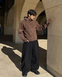 Diagonal Corduroy Hood Zip-up