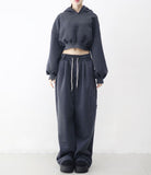 Diction Embroidered Crop Over Hoodie