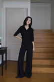 Black Three Quarter Back Buckle Shirt Top