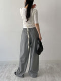 Color Matching Banding Stripe Wide Slacks