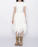 Sly diagonal frill midi skirt