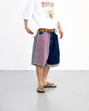 Patchwork Denim Half Pants