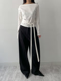 Boat Neck Shirring Wrap T-Shirt