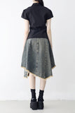 Reneck denim unbalance skirt