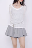 Feminine 3 PCS T-shirt + Sleeveless top + Banding Skirt Shorts Set