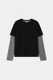 Two-tone stripe layered long sleeve