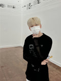 Texture See-through Knit Long-Sleeved T-Shirt