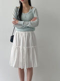 Shiny Flare Midi Skirt