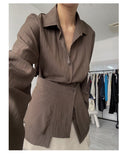 [Skirt SET] Basil Wrap Loose-Fit Shirt