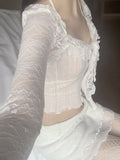 Garnia flower lace cardigan