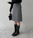 Herringbone A-line midi skirt