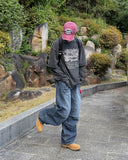 Grayish pin tuck denim pants