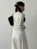 Two-button slit ribbed cardigan T-shirt