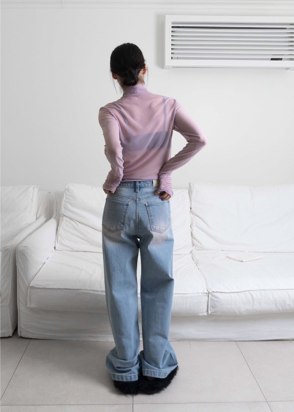 【WOOHWA】PINK WASHING WIDE DENIM PT WOOHWA (ウーファ) - ピンクウォッシングワイドデニムパンツ