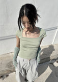 SQUARE NECK HALF T
