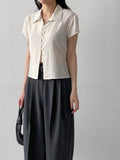 Yoru Pintuck Cap Sleeve Blouse