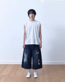 Damage Crop Bermuda Denim