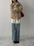 Verdi Flap Overfit Suede Blouson