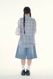 Side fold bermuda denim pants