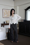 Black check adjust pants