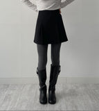 Wool pin tuck A-line mini skirt