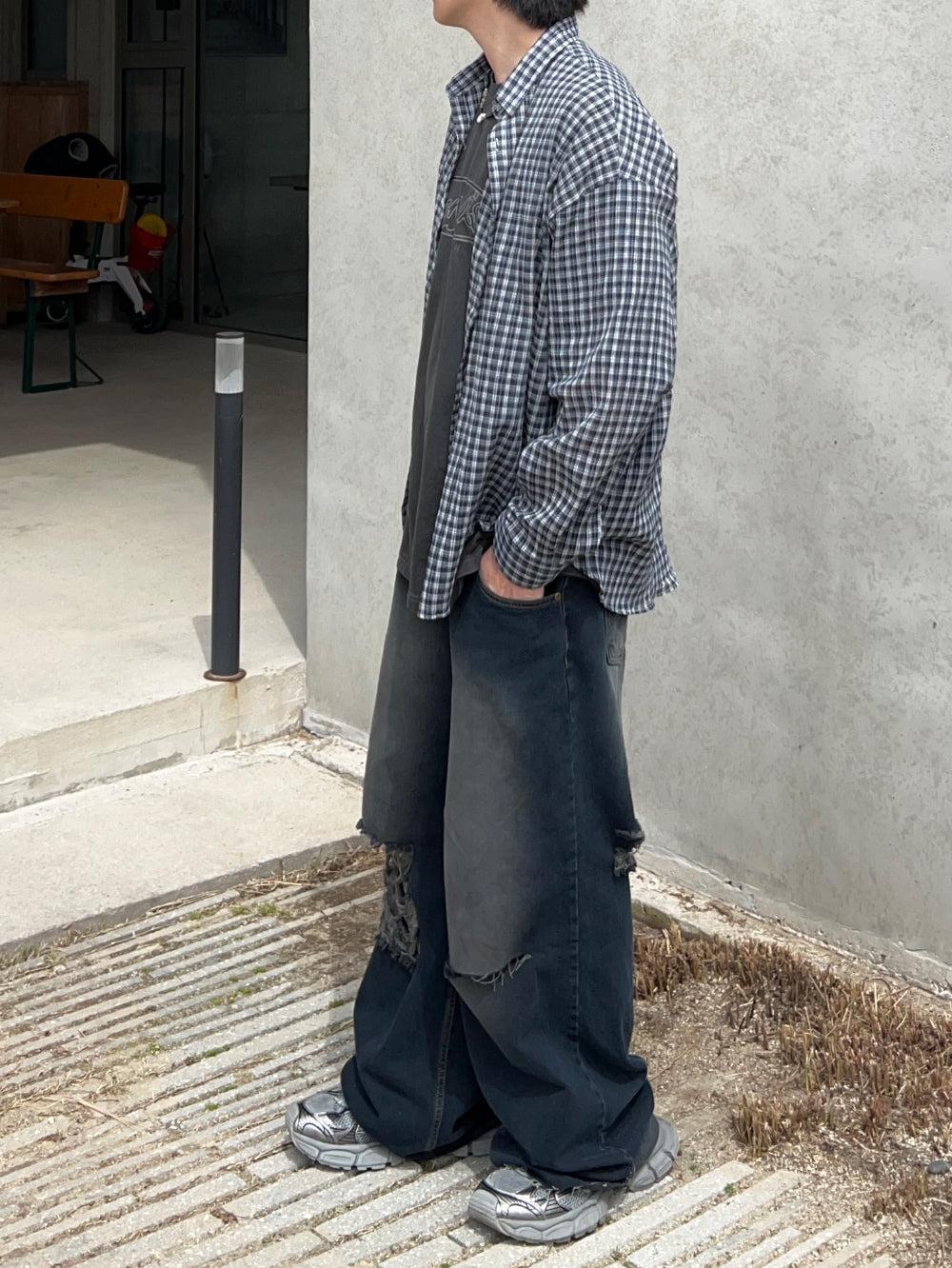 【KOOLOSET】Dist Damage Washing Denim KOOLOSET (クロゼット) - ディストダメージウォッシュ加工デニム