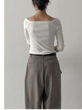 Floral Three Quarter Sleeve Off-Shoulder T-Shirt