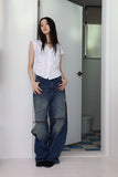 zipper biker denim