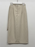 Two-buckle wrap H-line long skirt