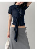 Mono Wrap See-through Short Sleeve T-shirt