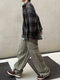 Diagonal Zipper Nylon Cargo Pants