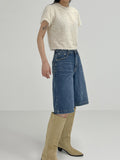 525 Cat Washing Bermuda Wide Denim