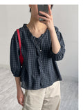 Frill V-neck Three Quarter Blouse