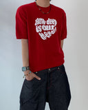 Heart Lettering Short Sleeve Knit