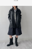 Lape Belted Half Leather Coat