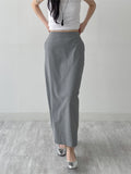Striped Banding H-Line Long Skirt