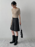 [Scarf Set] Tail Boat Neck Half Knit