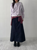 522 A-line denim long skirt
